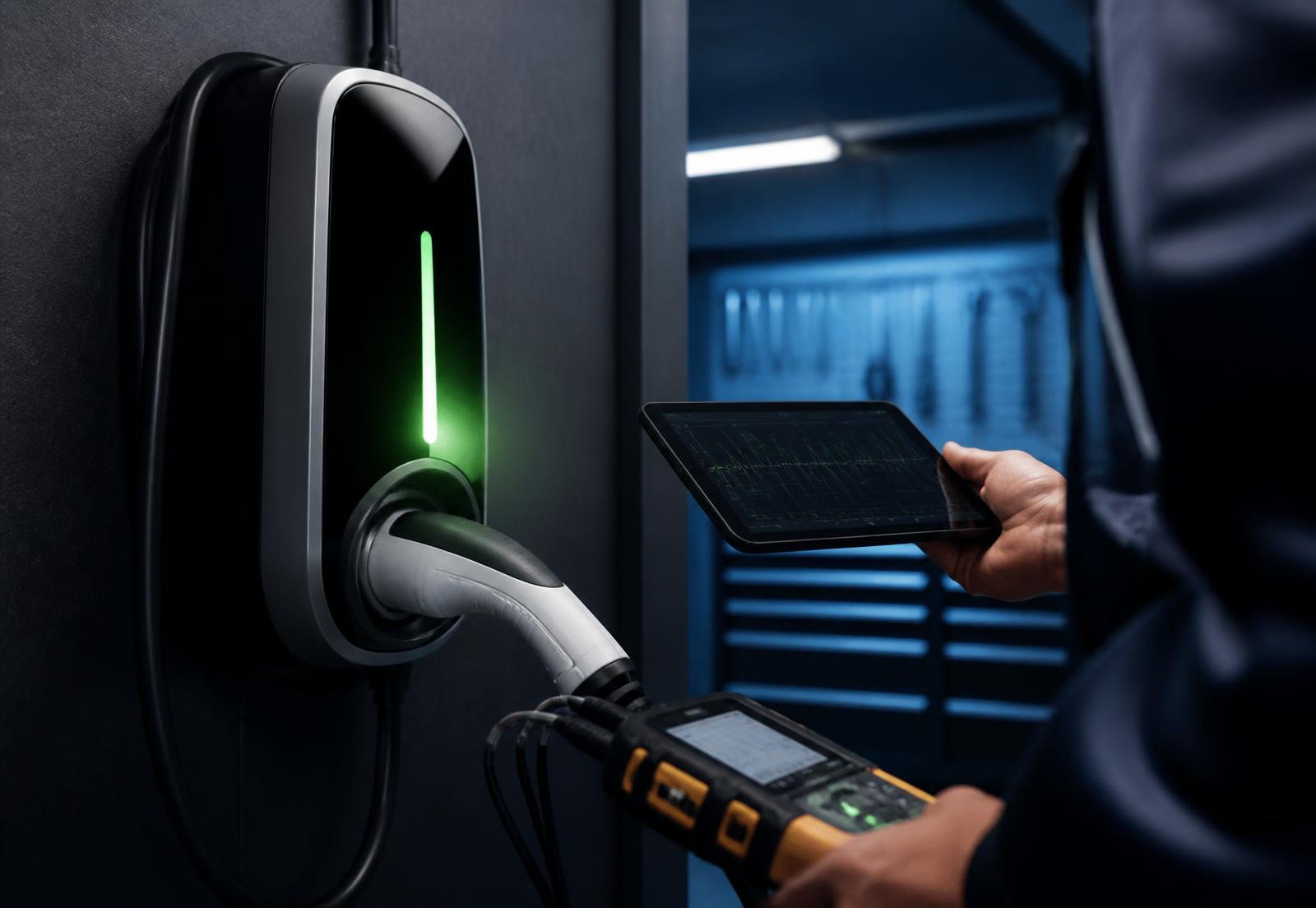 Technisch werk aan moderne laadinfrastructuur